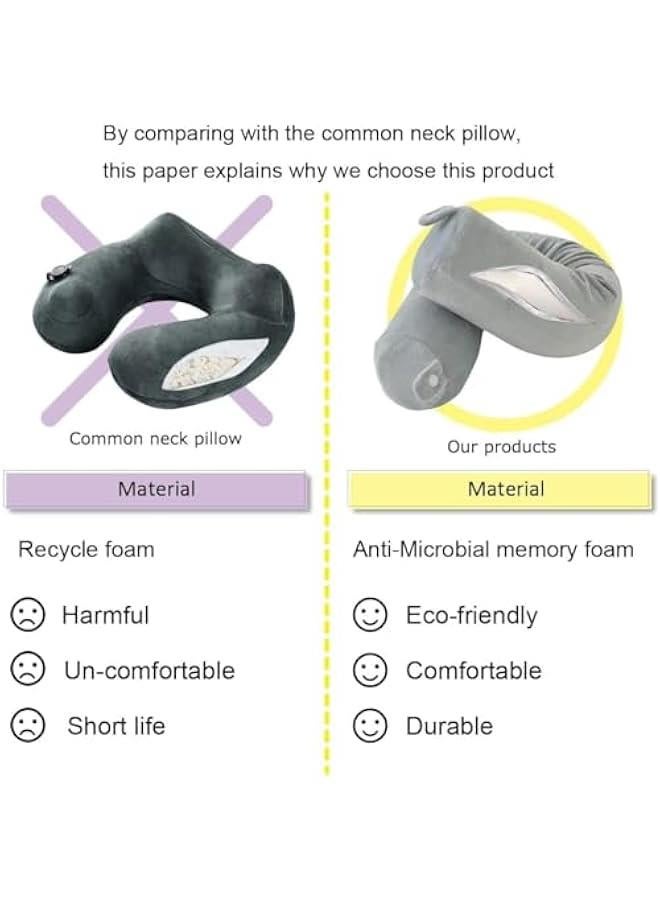 هوكور وسادة سفر تويست ميموري فوم من تراسل، للرقبة والكتف والفقرات القطنية والساق، وسادة سفر للبالغين بالطائرة (ازرق) - Image 3
