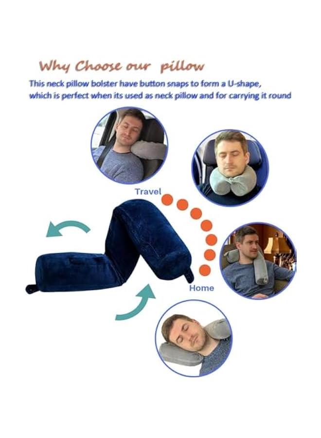 هوكور وسادة سفر تويست ميموري فوم من تراسل، للرقبة والكتف والفقرات القطنية والساق، وسادة سفر للبالغين بالطائرة (ازرق) - Image 4