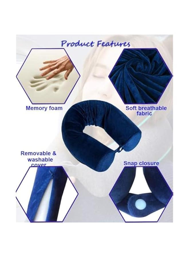 هوكور وسادة سفر تويست ميموري فوم من تراسل، للرقبة والكتف والفقرات القطنية والساق، وسادة سفر للبالغين بالطائرة (ازرق) - Image 5