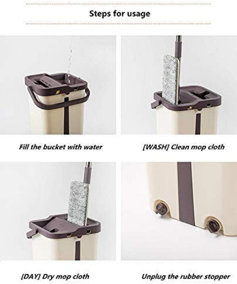 Ngel 2 in 1 Self Clean Wash Dry HandsFree Magic Flat Spin Fiber Mop 41 x 23 x 32 cm - Image 4