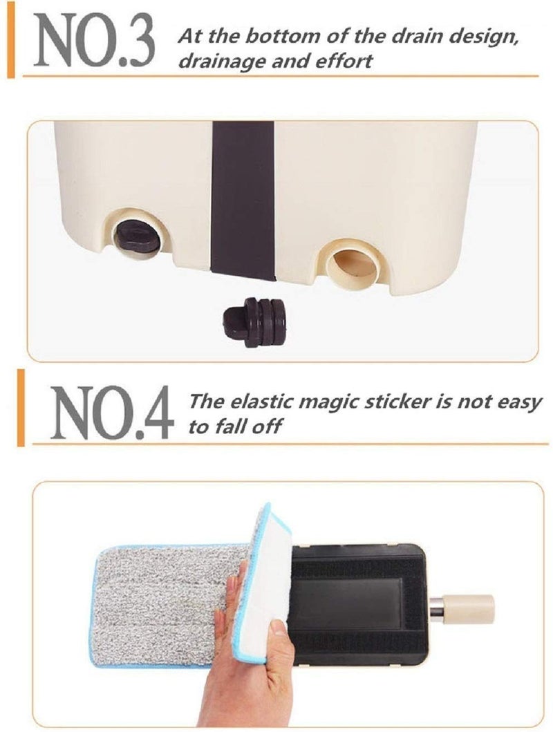 Ngel 2 in 1 Self Clean Wash Dry HandsFree Magic Flat Spin Fiber Mop 41 x 23 x 32 cm - Image 2