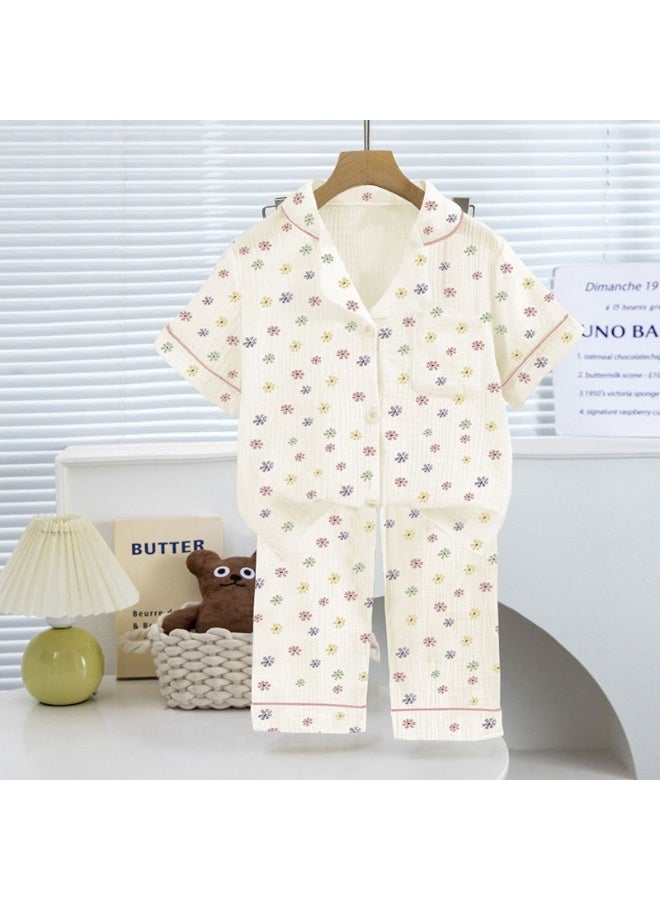 Summer Short Sleeve Homewear Children Family Outfits Tops+Pants 2PC - Image 1