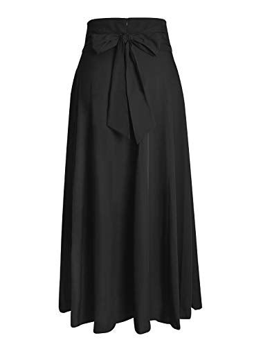 RANPHEE Skirts for Women 2025 Black Aline Maxi Flared Dressy Casual Summer Formal High Waisted Pleated Long Skirt with Pockets Faldas L - Image 3
