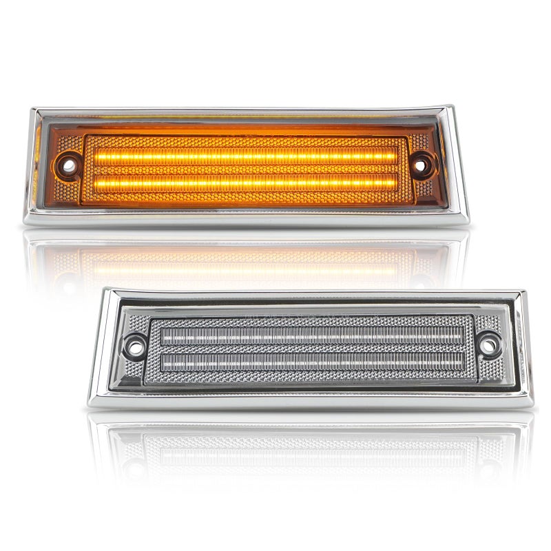 أفضل أضواء علامة جانبية LED لسيارات شيفروليه C10 C20 C30 GMC C1500 C2500 سوبربان بلازر جيمي بيك أب 1981-1991 - عدسات شفافة - 2 قطعة