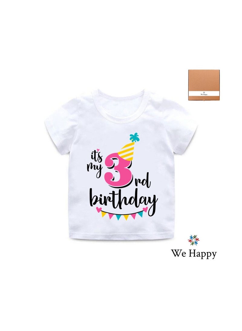 We Happy - It's My 3rd Birthday Printed Kids Lovely Cotton T-Shirt - Image 1