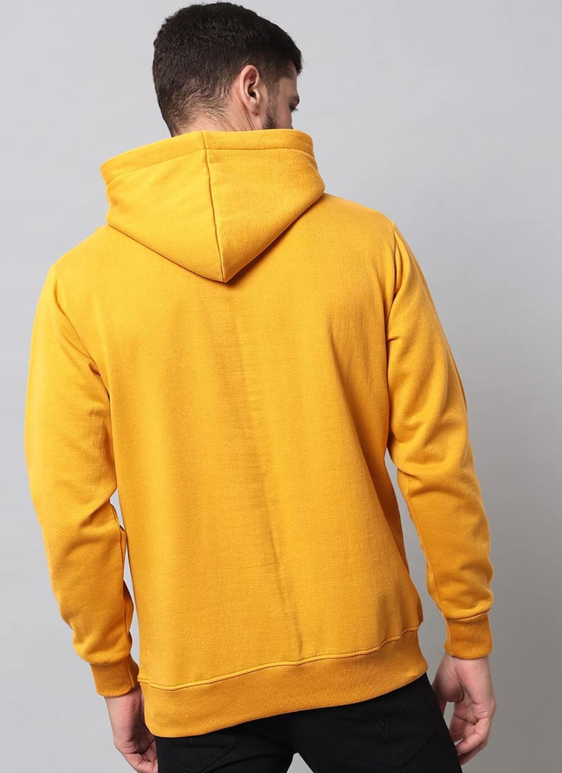 LEOTUDE Men's Loop Knit Hooded Neck Sweatshirt (W88_Colour_P_Mustard_L) - Image 2