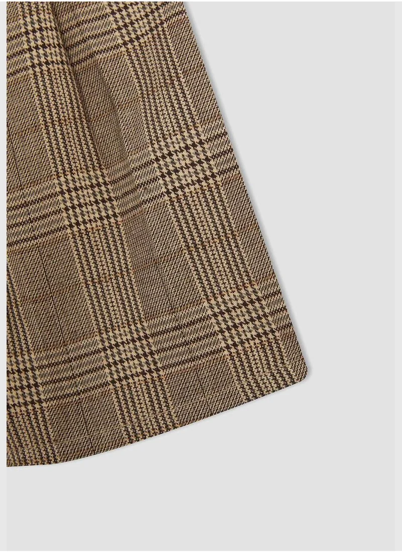DeFacto Elasticated Waist Check Patterned Mini Short