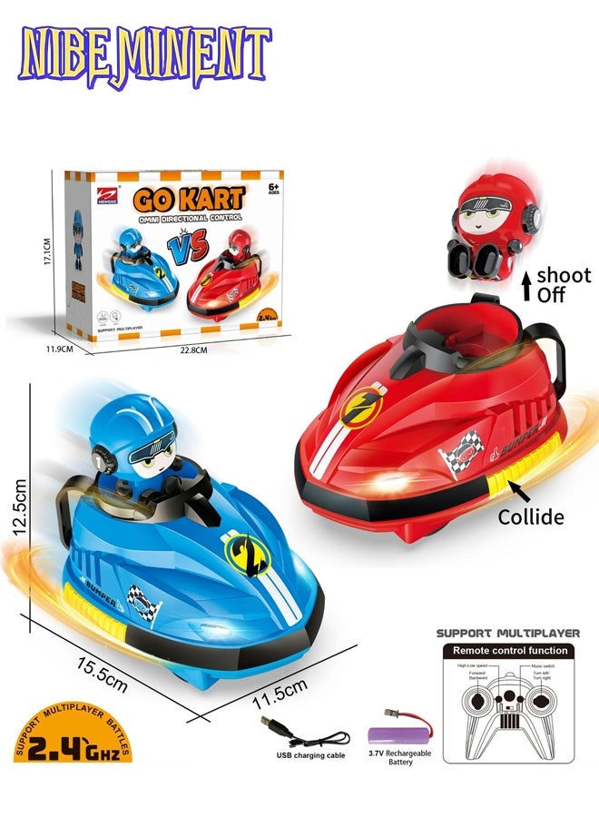 NIBEMINENT 2 Pcs Remote Control Car, 2.4GHz Bumper Cars RC Battle Car Toy Set, Ejecting Dodgem Cars with Sound Effects, Music and Lights, RC Play Vehicles, Gift for 6+ Ages Kids Boys Girls Children  - Image 1