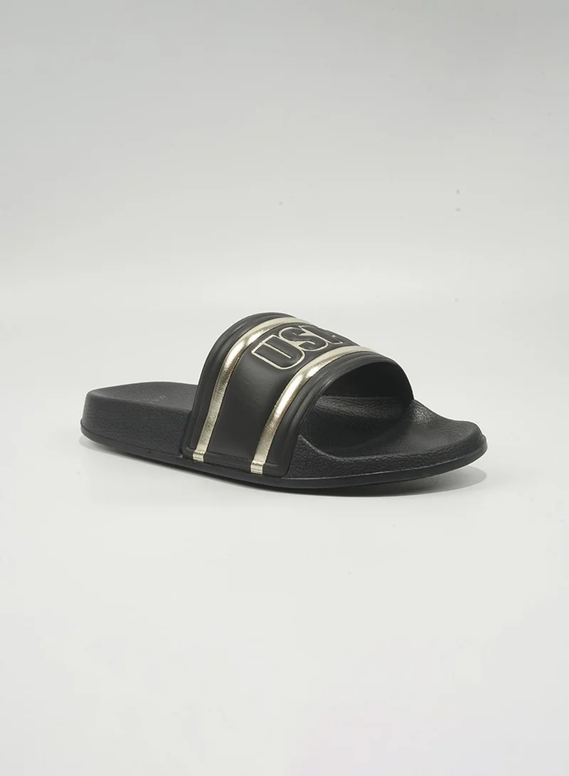 U.S. Polo Assn. Lary Women's Slip-On Comfortable Casual Everyday Slide Sandals - Black