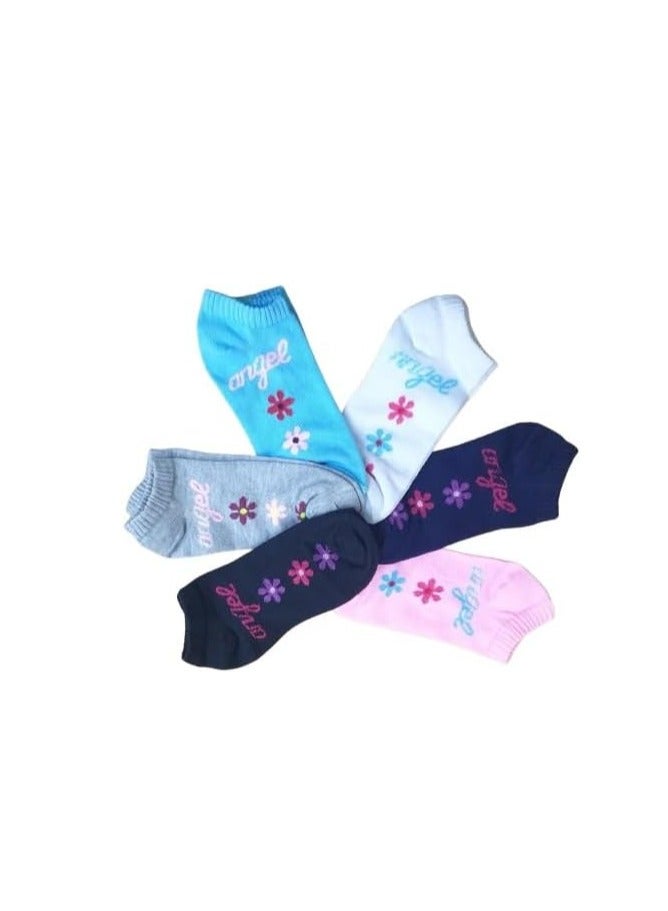 6 Pairs Multicolor Women Girls Short Ankle Length Socks Comfortable Soft Suitable for Running Jogging Fitness Home Daily Life  - Image 1