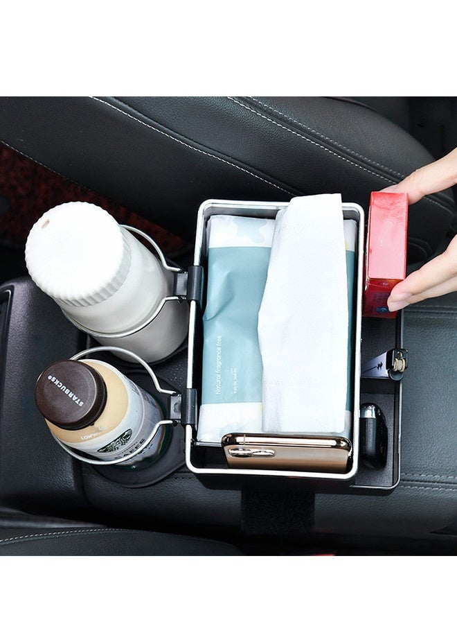 DUNISO Multifunctional Car Tissue Box Holder Water Cup Holder Large Capacity Car Storage Box Car Armrest Storage Box - Image 5