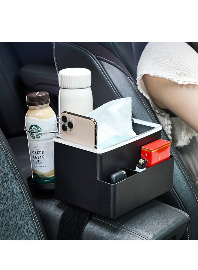 DUNISO Multifunctional Car Tissue Box Holder Water Cup Holder Large Capacity Car Storage Box Car Armrest Storage Box - Image 3