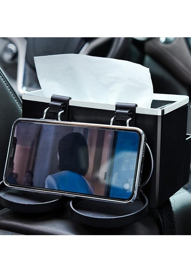 DUNISO Multifunctional Car Tissue Box Holder Water Cup Holder Large Capacity Car Storage Box Car Armrest Storage Box - Image 4