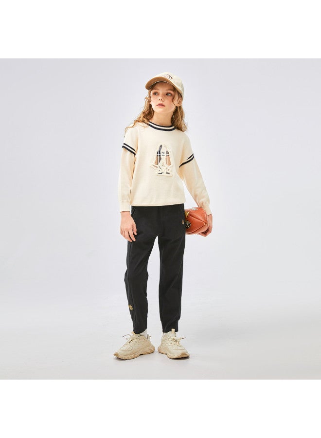 Hush Puppies Girls' Cotton Sports Pants Spring And Autumn Wear Children's Knit Long Pants Thin Pants Outdoor Running - Image 5