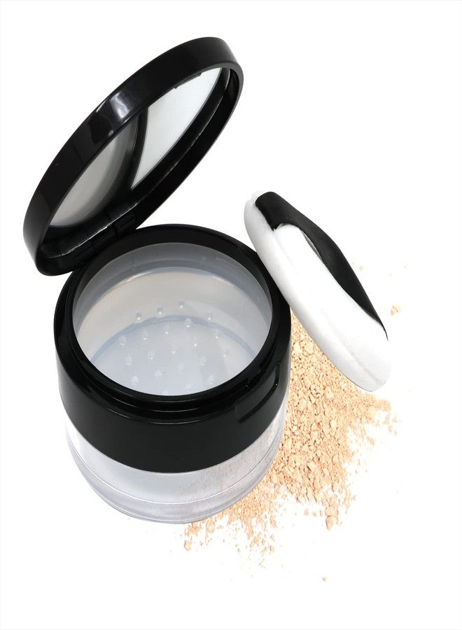 Honbay Capacity 20g(0.7oz) Empty Reusable Makeup Powder Container with Sponge Powder Puff, Sifter and Mirror, Plastic Loose Powder Compact Container, Refillable Powder Box Case (Black) - Image 1