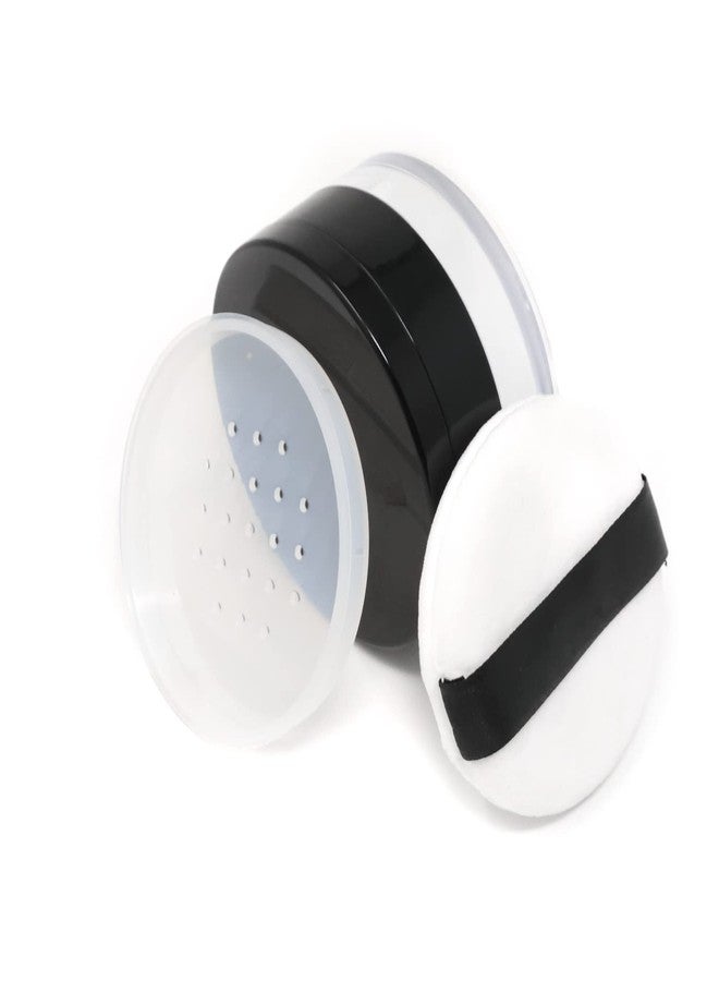 Honbay Capacity 20g(0.7oz) Empty Reusable Makeup Powder Container with Sponge Powder Puff, Sifter and Mirror, Plastic Loose Powder Compact Container, Refillable Powder Box Case (Black) - Image 2