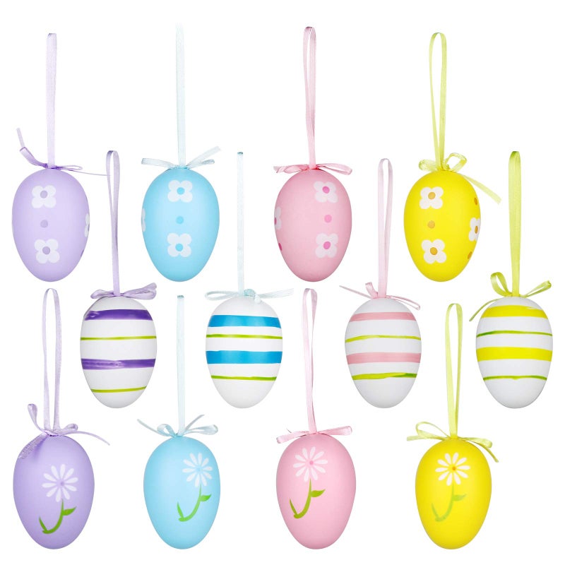 Yunfan 12Pcs Easter Decorations Eggs Hanging Ornaments Colorful for Easter Tree Basket Decor Party Favors Supplies Home - Image 1