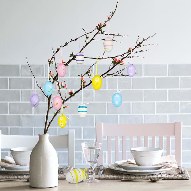 Yunfan 12Pcs Easter Decorations Eggs Hanging Ornaments Colorful for Easter Tree Basket Decor Party Favors Supplies Home - Image 4
