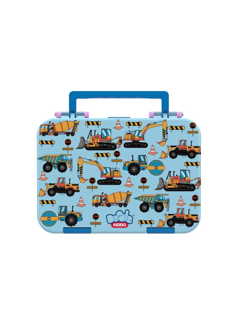 Doodle Kiddo Cars & Trucks Bento Lunch Box for Boys | 4 Compartments, Leak-Proof, BPA-Free | Freezer, Microwave & Dishwasher Safe | 21.2x15.7x4.6 CM - Image 1