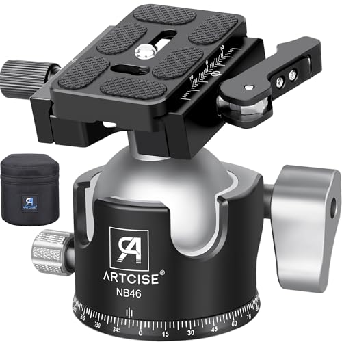 ARTCISE 46mm Low ProfileTripod Ball Head with Lever Release ARTCISE Heavy Duty Ball Head Camera Ball Head with Arca Swiss Quick Release Plate for Camera Tripod Monopod DSLR Camcorder Telescope Max Load 55lbs - Image 1