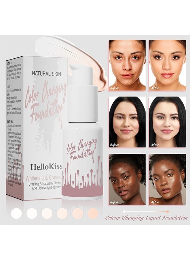 HelloKiss Color Changing Foundation, Moisturizing Concealer Full Coverage Foundation, All Day Flawless Makeup Liquid Foundation, Magic Foundation Cream Base Makeup - Image 2