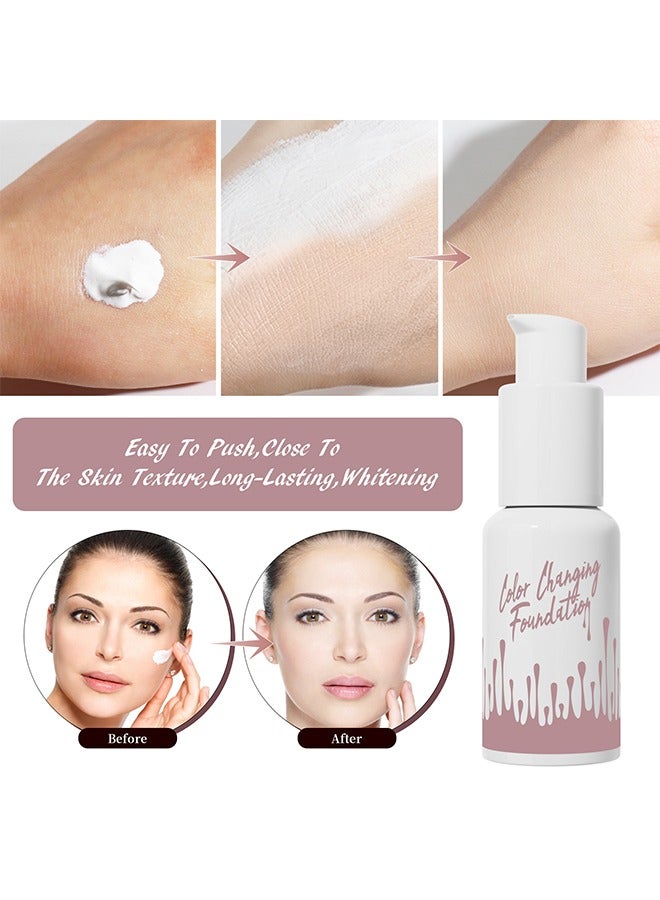 HelloKiss Color Changing Foundation, Moisturizing Concealer Full Coverage Foundation, All Day Flawless Makeup Liquid Foundation, Magic Foundation Cream Base Makeup - Image 4