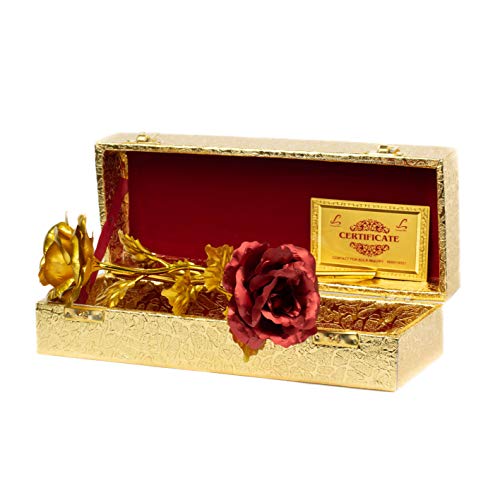 Lavanaya Silver = Red Gold Rose Flowers with Gift Box in Velvet for Gifting - Image 3