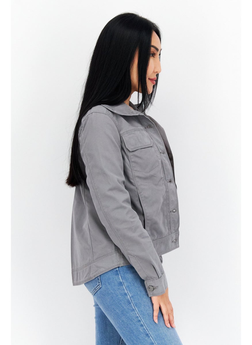 511 Tactical - جاكيت جينز بسيط للنساء، رمادي - Image 1