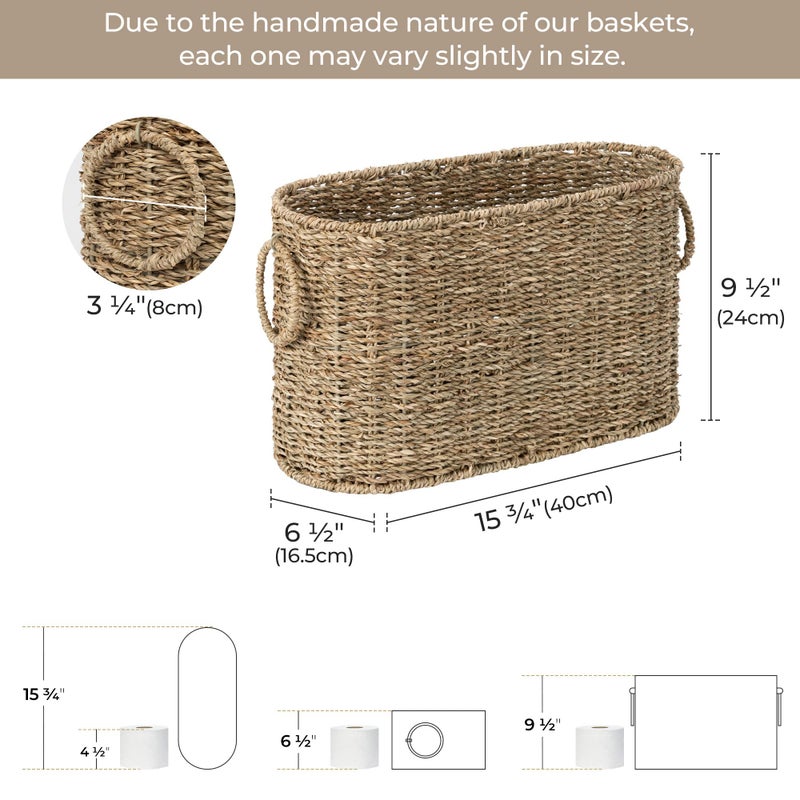 StorageWorks Toilet Paper Storage, Toilet Paper Storage Holder for 6 Regular Rolls, Wicker Basket for Bathroom, Natural Seagrass - Image 2