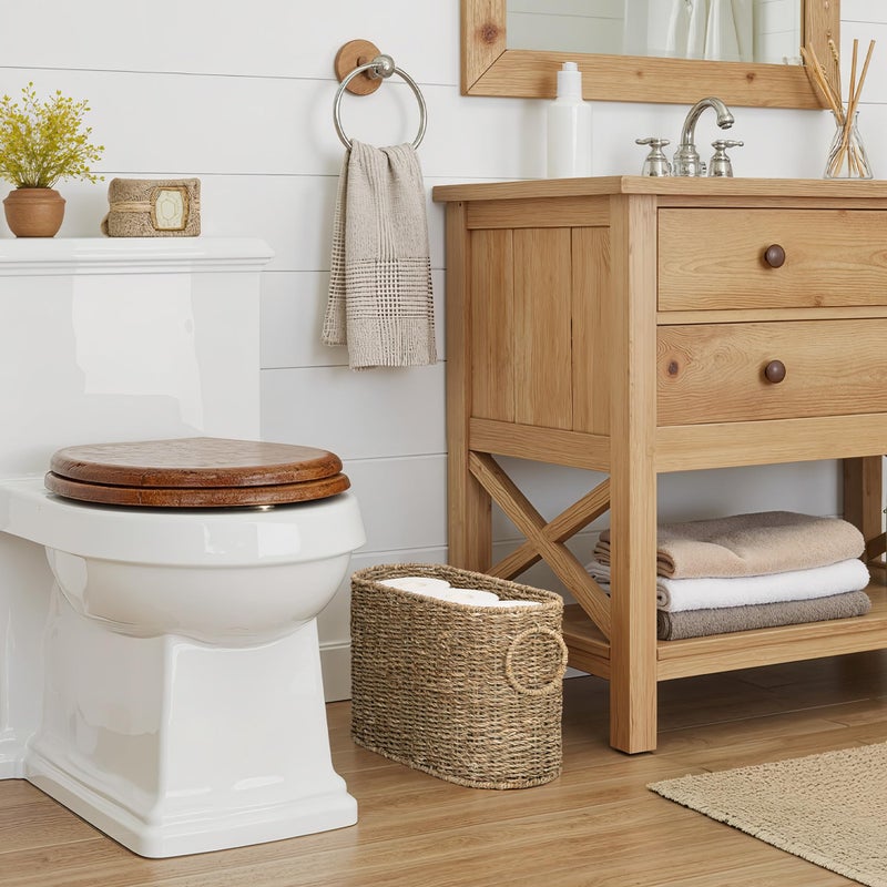 StorageWorks Toilet Paper Storage, Toilet Paper Storage Holder for 6 Regular Rolls, Wicker Basket for Bathroom, Natural Seagrass - Image 5