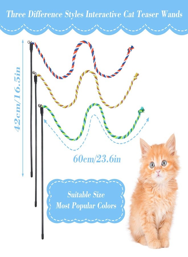 Elegaperma 3 Pcs Cat String Toys, Cat String Colorful with Bell, Strings Toys for Cats Interactive Feather Toy Wand for Cats - Image 2