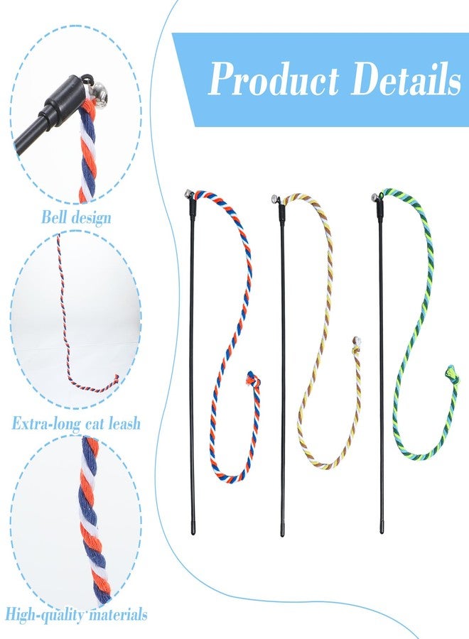 Elegaperma 3 Pcs Cat String Toys, Cat String Colorful with Bell, Strings Toys for Cats Interactive Feather Toy Wand for Cats - Image 3