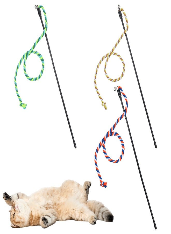 Elegaperma 3 Pcs Cat String Toys, Cat String Colorful with Bell, Strings Toys for Cats Interactive Feather Toy Wand for Cats - Image 1