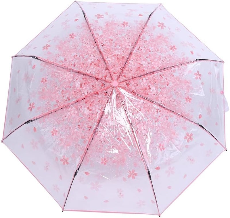 klarako Transparent Folding Umbrella Fashionable Princess Umbrella Four Colors (Pink) - Image 3
