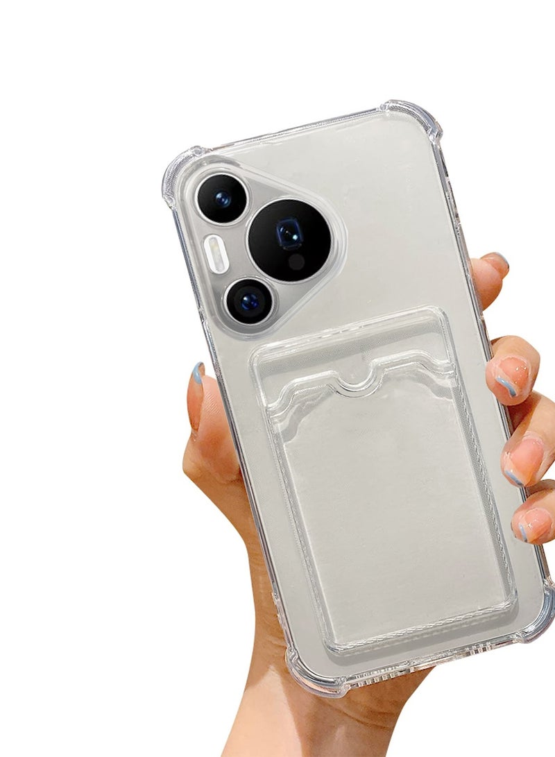 Wtech TPU Bumper Corners Hard PC With Card Holder Case Cover For Huawei Pura 70 5G 2024 Clear  - Image 2