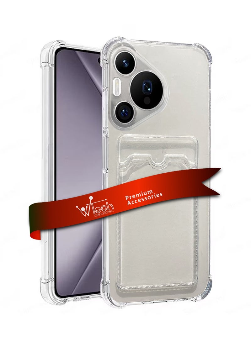 Wtech TPU Bumper Corners Hard PC With Card Holder Case Cover For Huawei Pura 70 5G 2024 Clear  - Image 1