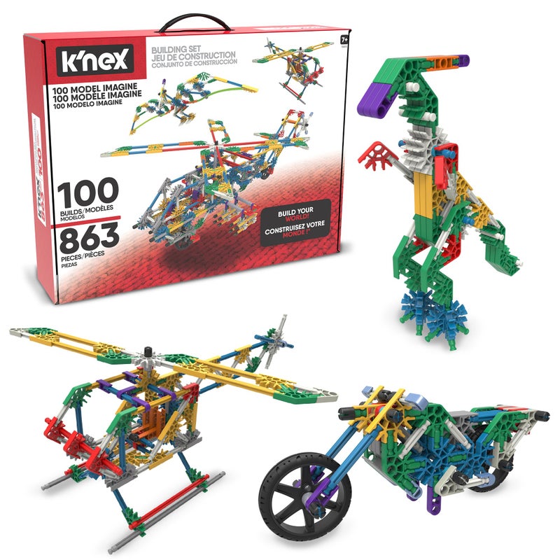 K'NEX - 100 Model Building Set ‚ 863 Pieces, STEM Building, Kid Construction Set‚ Ages 7+ - Image 1