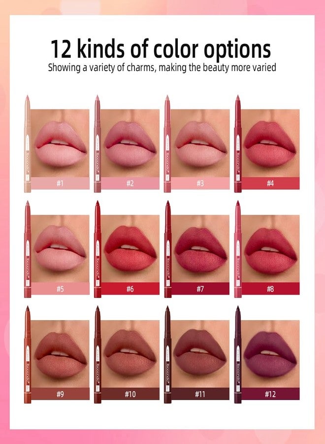 MYUANGO 12 Colors Matte Lip Liner Pencil, Waterproof Lasting Lip Crayon, Natural Vegan Lip Liner Set with Sharpener for Women (04) - Image 5