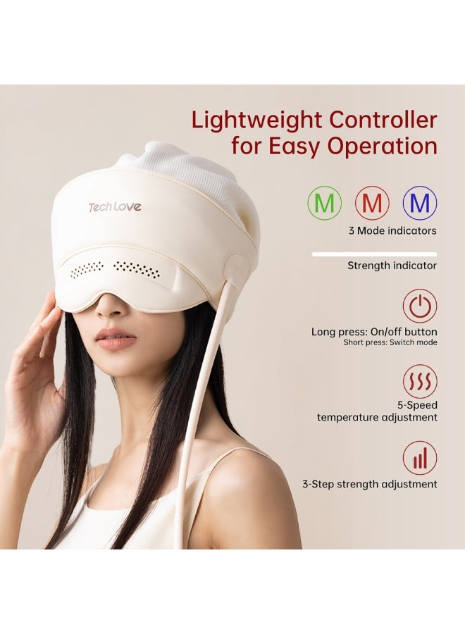 TechLove Head & Eye Massager – 3D Air Pressure & Heating Massage with Finger Simulation, Adjustable Fit, Foldable Design, 1550mAh Battery for Eye Strain, Tension Relief & Sleep Improvement - Image 4