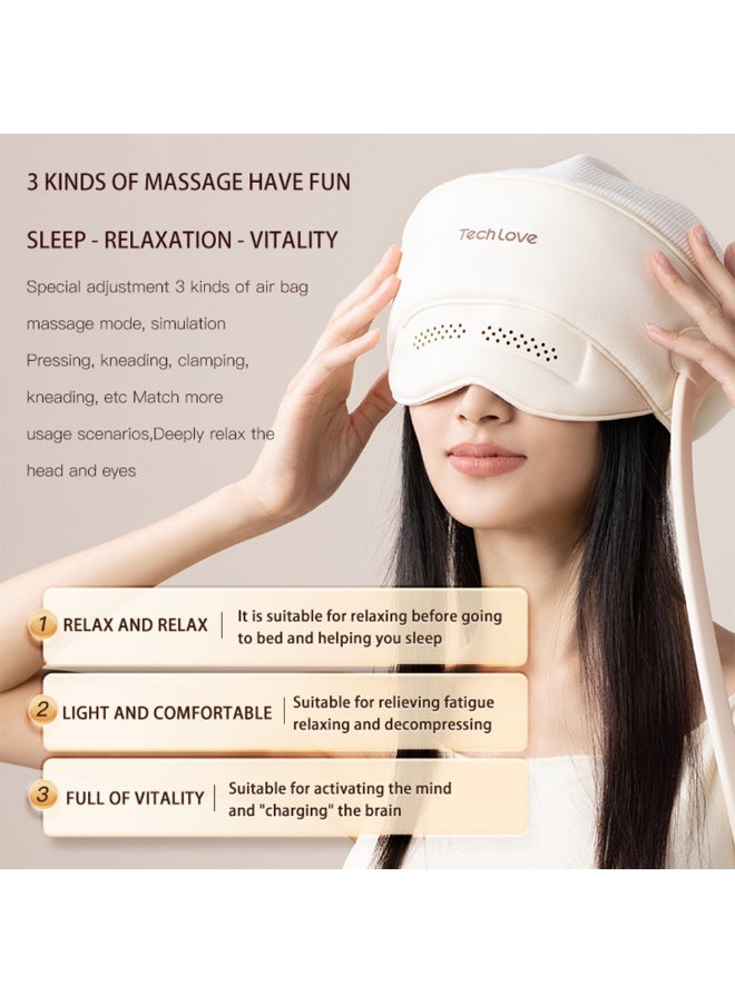 TechLove Head & Eye Massager – 3D Air Pressure & Heating Massage with Finger Simulation, Adjustable Fit, Foldable Design, 1550mAh Battery for Eye Strain, Tension Relief & Sleep Improvement - Image 5