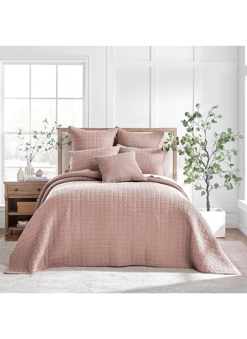 Levtex Home Levtex Home  Mills Waffle  Queen Quilted Bedspread Set  Blush Cotton Waffle  Bedspread Size 106 x 106in Sham Size 26 x 20in 