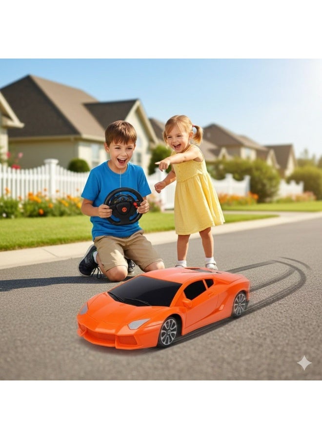 توي لاند سيارة تحكم عن بعد بمقياس 1:20 مع وحدة تحكم في عجلة القيادة - لعبة سباق سرعة 27 ميجا هرتز للأطفال - برتقالي - Image 2