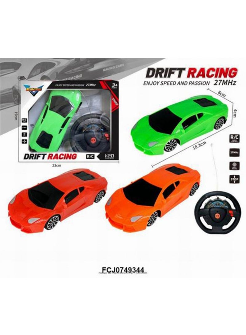 توي لاند سيارة تحكم عن بعد بمقياس 1:20 مع وحدة تحكم في عجلة القيادة - لعبة سباق سرعة 27 ميجا هرتز للأطفال - برتقالي - Image 3