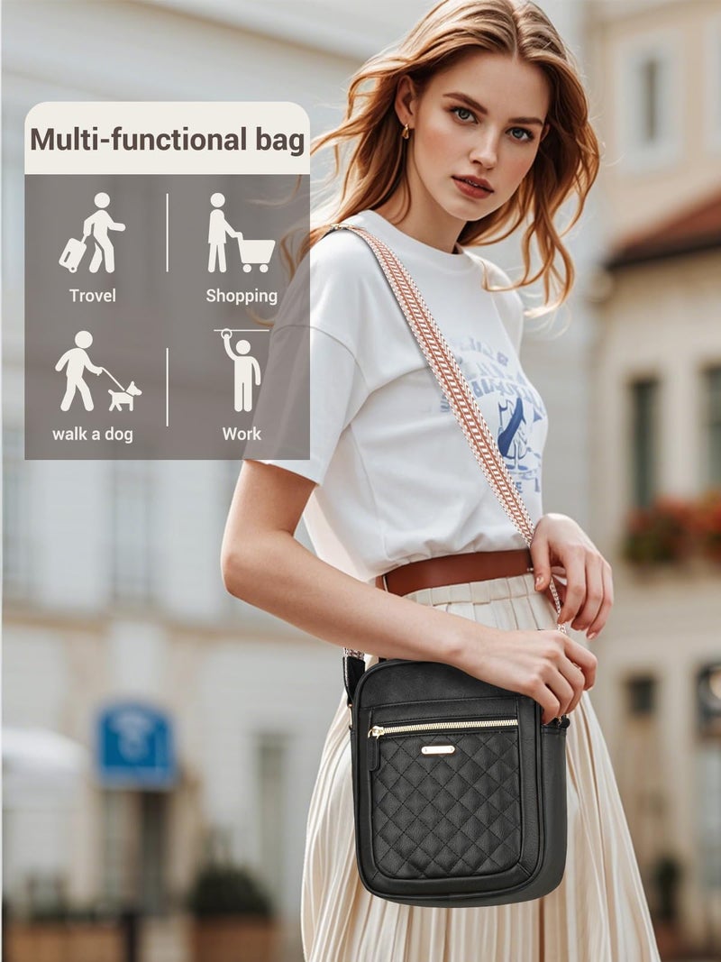 Capolo Crossbody Bags for Women Small Purses Handbag Trendy Cute Shoulder Bags with Adjustable Strap, Waterproof Quilted Vegan Leather Cross Body Bag for Travel & Everyday Useï¼ˆBlack - Image 2