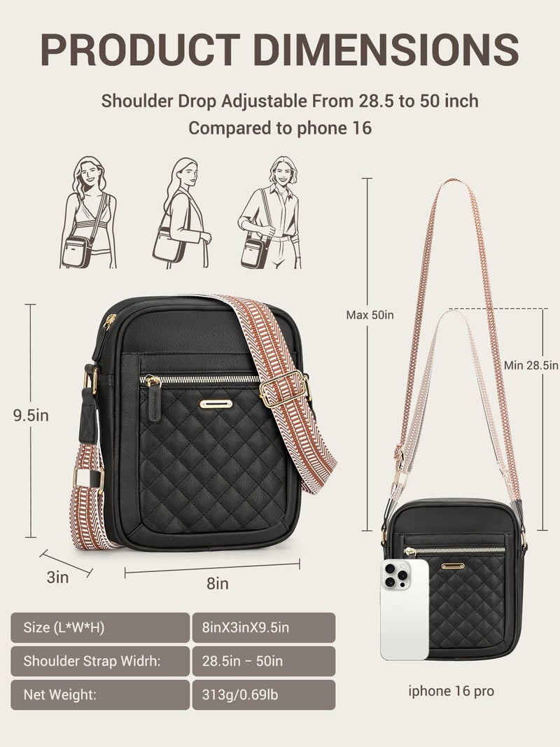Capolo Crossbody Bags for Women Small Purses Handbag Trendy Cute Shoulder Bags with Adjustable Strap, Waterproof Quilted Vegan Leather Cross Body Bag for Travel & Everyday Useï¼ˆBlack - Image 3