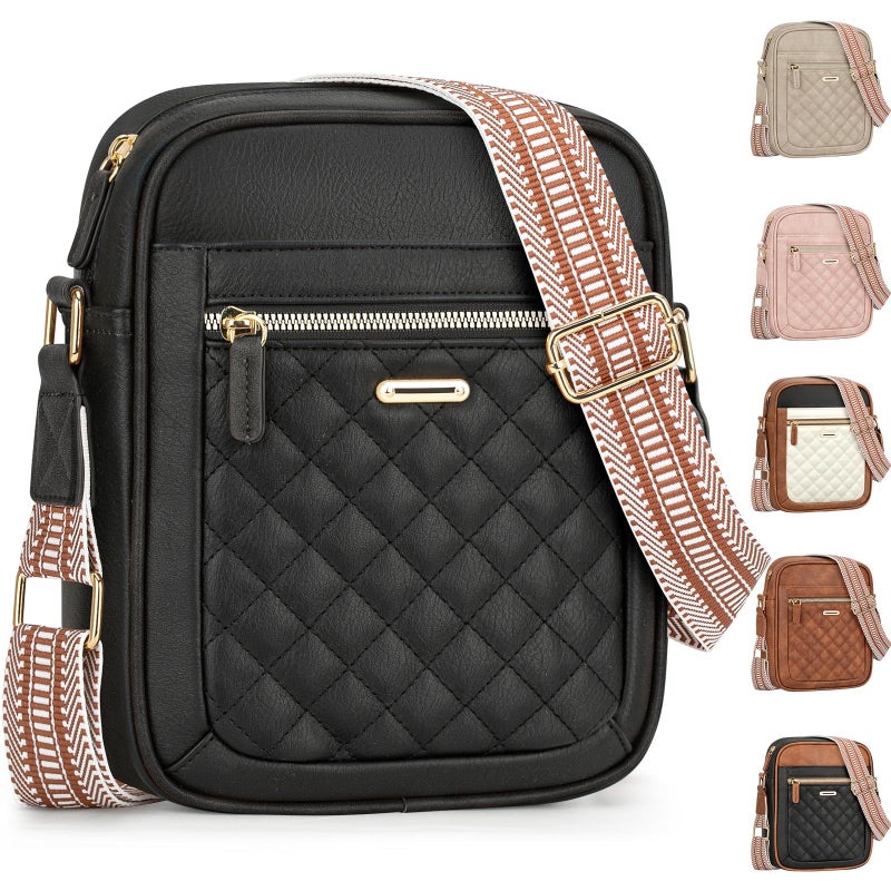 Capolo Crossbody Bags for Women Small Purses Handbag Trendy Cute Shoulder Bags with Adjustable Strap, Waterproof Quilted Vegan Leather Cross Body Bag for Travel & Everyday Useï¼ˆBlack - Image 1