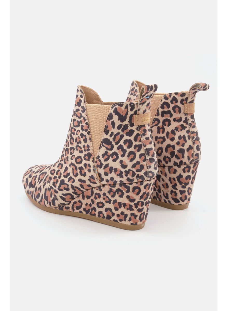 TOMS - Women Slip On Animal Print Wedge Ankle Boot, Brown Combo - Image 1