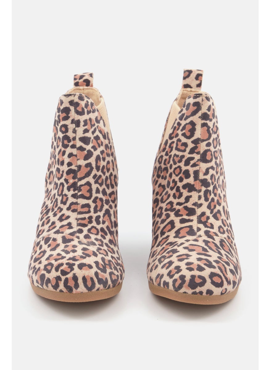 TOMS - Women Slip On Animal Print Wedge Ankle Boot, Brown Combo - Image 1