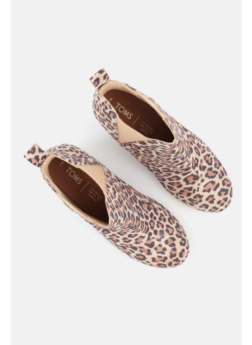 TOMS - Women Slip On Animal Print Wedge Ankle Boot, Brown Combo - Image 1