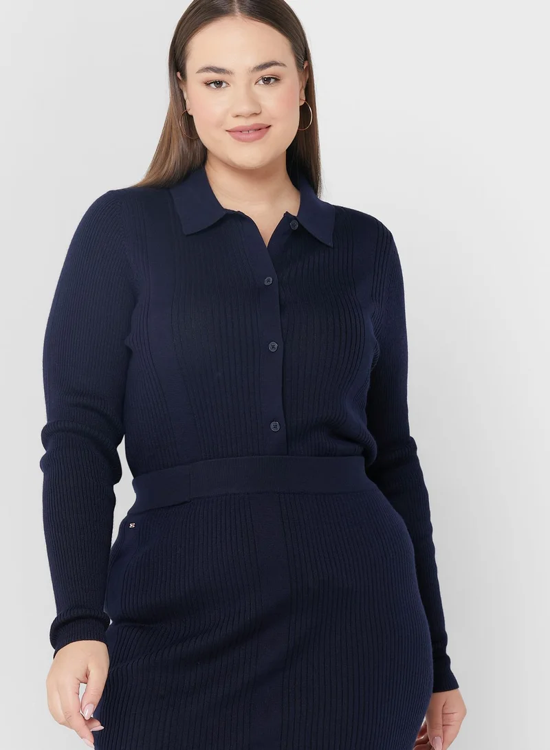 Tommy Hilfiger Plus Ribbed Button Down Shirt